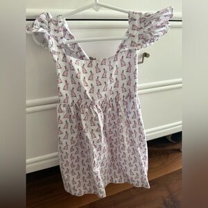 Boden White Dress with Pink Bunny Print